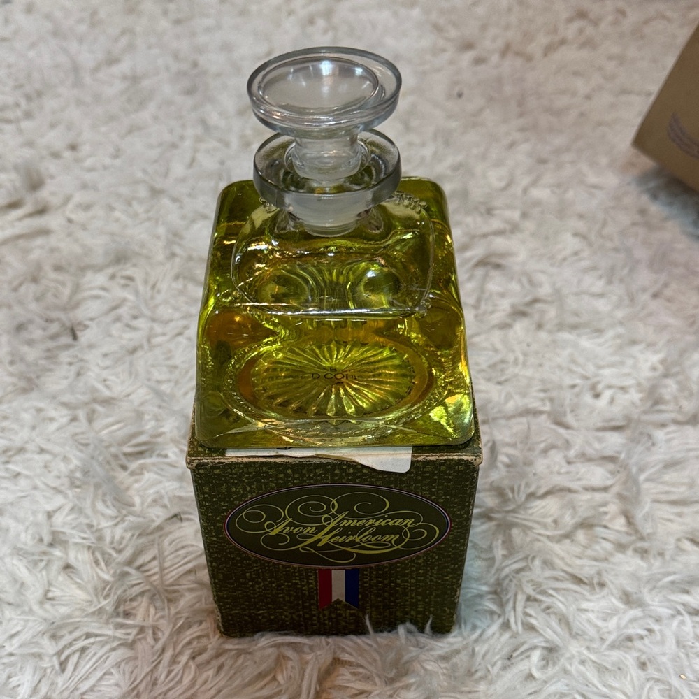 Elegant Avon Yellow Glass Perfume Bottle